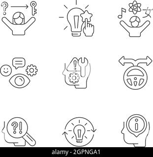Self development skills linear icons set Stock Vector