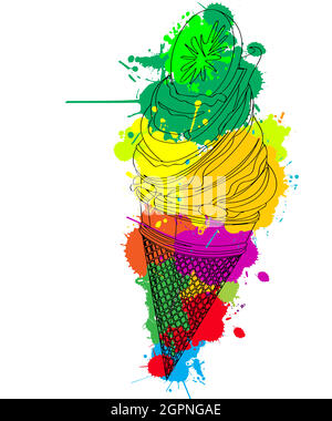Kiwi ice cream Stock Vector