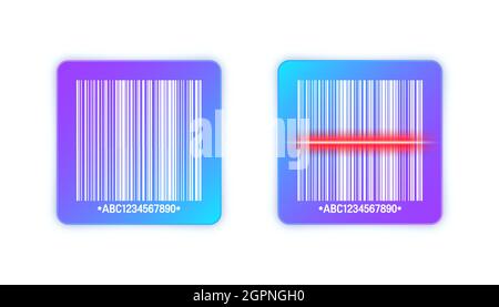 Modern colorful barcode sticker. Identification tracking code. Serial number, product ID with digital information. Store or supermarket scan labels Stock Vector