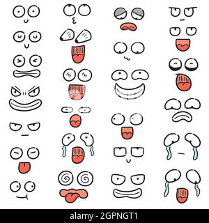 vector set of cartoon face Stock Vector