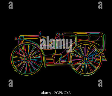 Vintage truck happy sketch Stock Vector