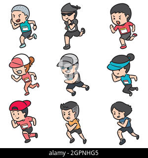 vector set of people running. Stock Vector