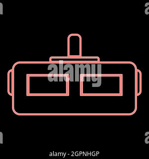 Neon virtual reality helmet the red color vector illustration flat style image Stock Vector