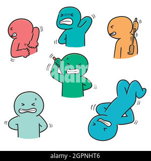 vector set of people scratching back Stock Vector