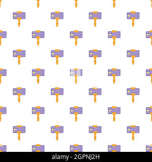 Smartphone and selfie stick pattern, cartoon style Stock Vector