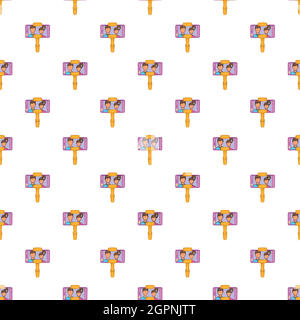 Selfie stick with mobile phone pattern Stock Vector