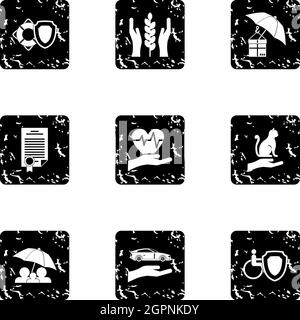 Keeping icons set, grunge style Stock Vector