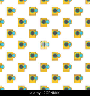 Yellow washing machine pattern, cartoon style Stock Vector