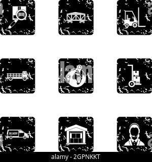 Store icons set, grunge style Stock Vector