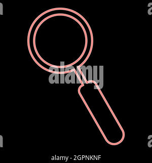 Neon loupe the red color vector illustration flat style image Stock Vector