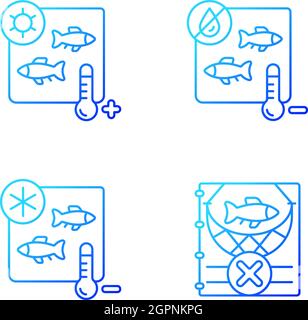 Fish products sterilization gradient linear vector icons set Stock Vector