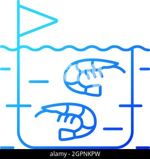 Shrimp farming gradient linear vector icon Stock Vector