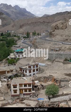 Lamayuru or Yuru Monastery a Tibetan Buddhist monastery in Lamayouro, Leh district, India. It is situated on the Srinagar-Leh highway. Stock Photo