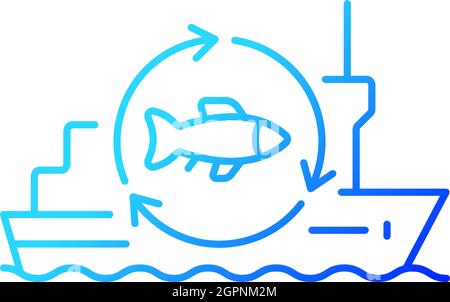 Fish processing vessel gradient linear vector icon Stock Vector