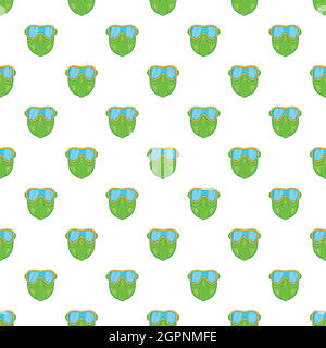 Green paintball mask pattern, cartoon style Stock Vector