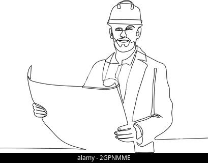portrait of an architect studying layout plan Stock Vector
