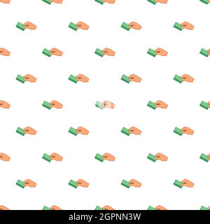 Hand with card pattern, cartoon style Stock Vector