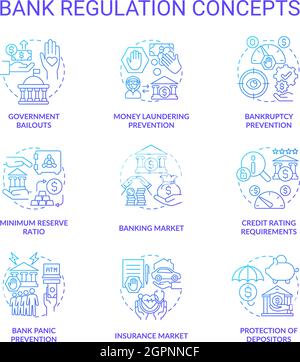 Bank supervision concept icons set Stock Vector