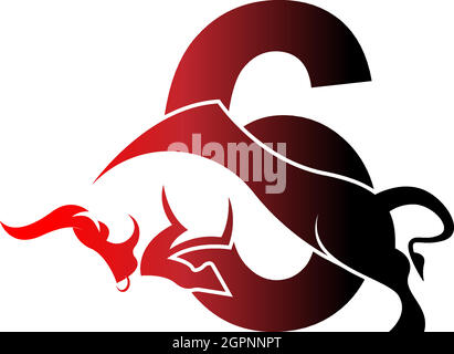 Mix letter logo icon with bull design symbol template Stock Vector