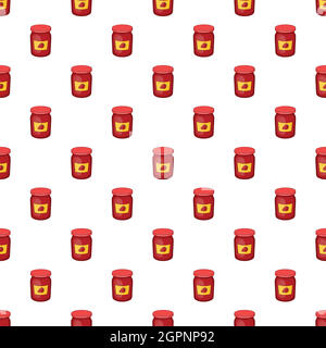 Jar of strawberry jam pattern, cartoon style Stock Vector