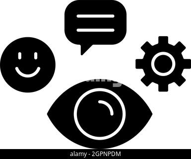 Observation skills black glyph icon Stock Vector