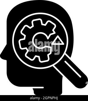 Recognizing weaknesses black glyph icon Stock Vector