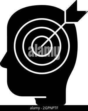 Precise knowledge black glyph icon Stock Vector