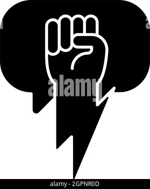 Using strong arguments black glyph icon Stock Vector