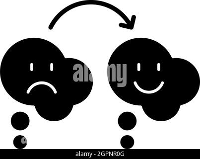 Changing opinion black glyph icon Stock Vector