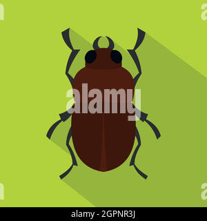 Bug icon, flat style Stock Vector