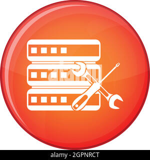 Database with screwdriver and spanner icon Stock Vector