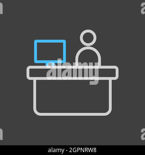 Hotel reception service vector icon on dark background Stock Vector