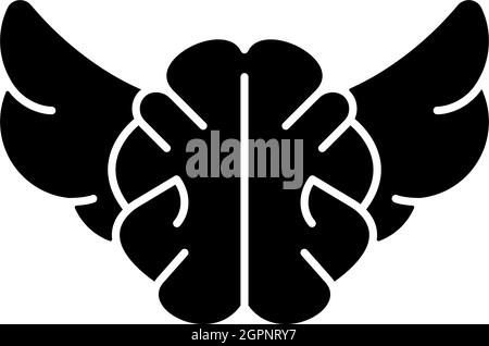 Independent thinking black glyph icon Stock Vector