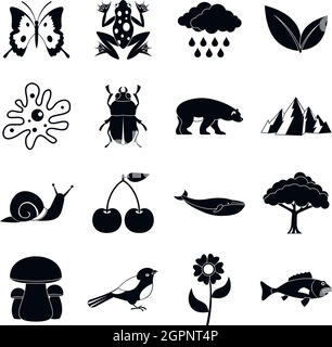 Nature items icons set, simple style Stock Vector