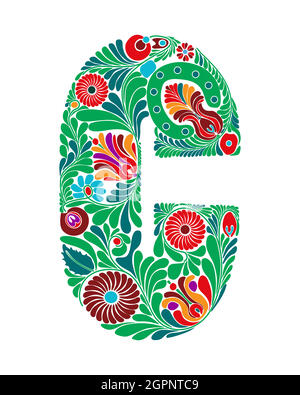 Capital letter floral C Stock Vector