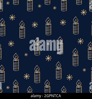 Christmas seamless patterns, prints with gold elements. Vector patterns. Golden objects on a dark background Stock Vector