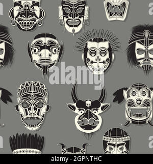 Seamless tribal mask Stock Vector