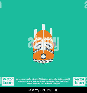 Flat style biombo tribal mask icon Stock Vector