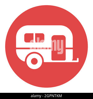 Caravan trailer vector flat white glyph icon. Camping sign Stock Vector