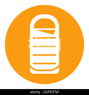 Camping sleeping bag vector white glyph icon. Camping sign Stock Vector