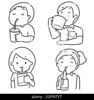 vector set of people drinking Stock Vector