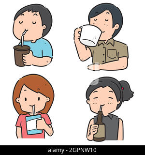 vector set of people drinking Stock Vector