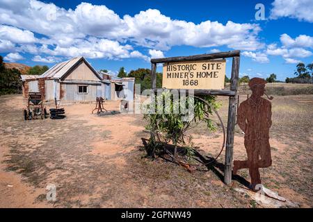 Restored Corrugated iron Miners Cottage, Ravenswood, North Queensland, Australia Stock Photo