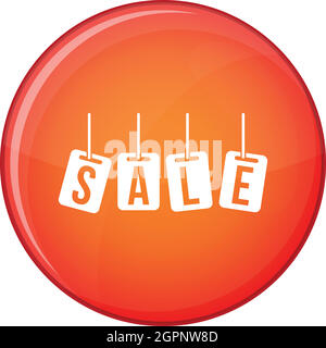 Hanging sales tags icon, flat style Stock Vector