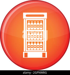 Fridge with refreshments drinks icon, flat style Stock Vector