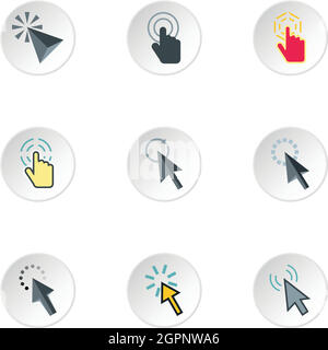 Cursor icons set, flat style Stock Vector