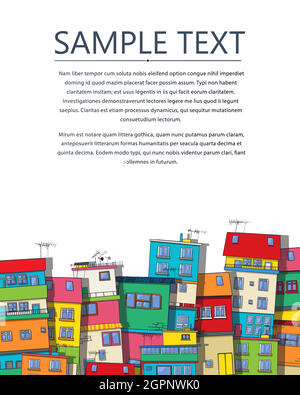 Brazilian slum text card Stock Vector