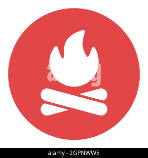 Bonfire vector white glyph icon. Camping and Hiking sign Stock Vector