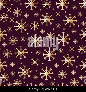 Christmas seamless patterns, prints with gold elements. Vector patterns. Golden objects on a dark background Stock Vector