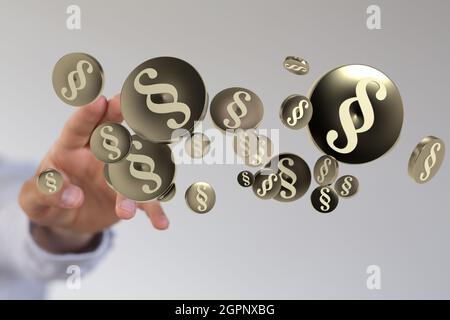 3D rendering of floating paragraph/section symbols; labor, law, and technology concept Stock Photo